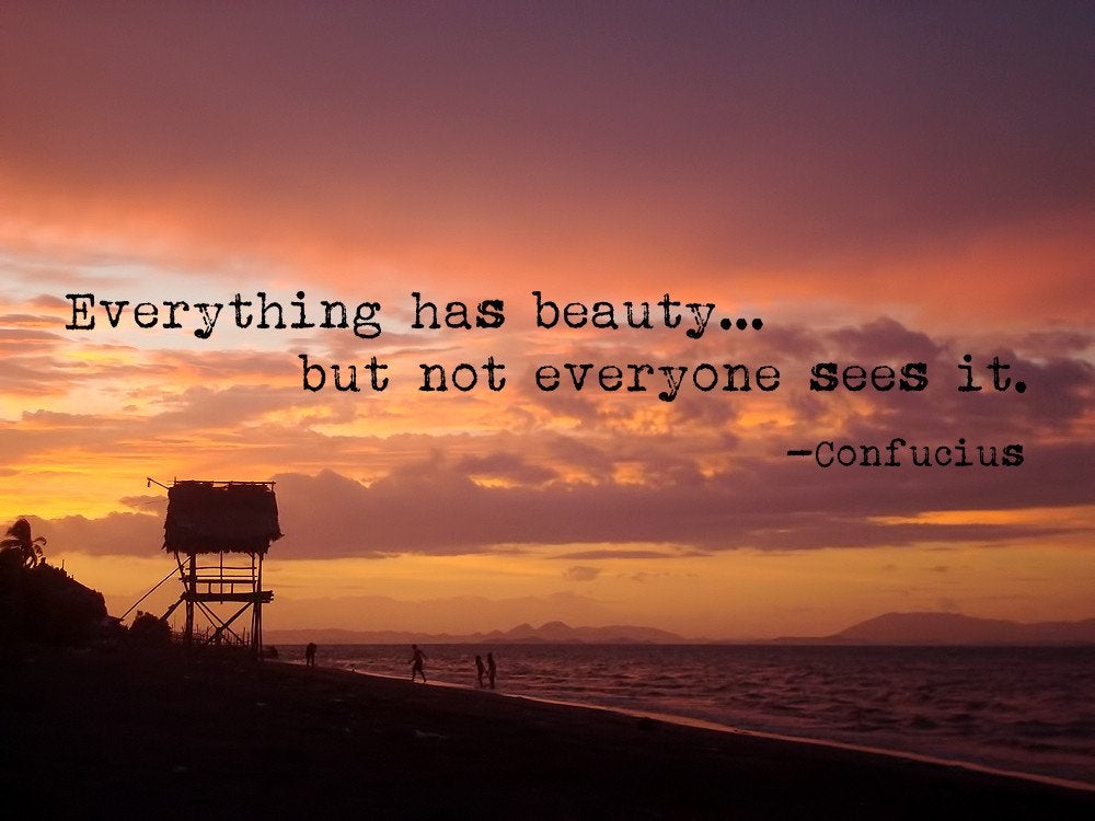 Everything has beauty, but not everyone can see.